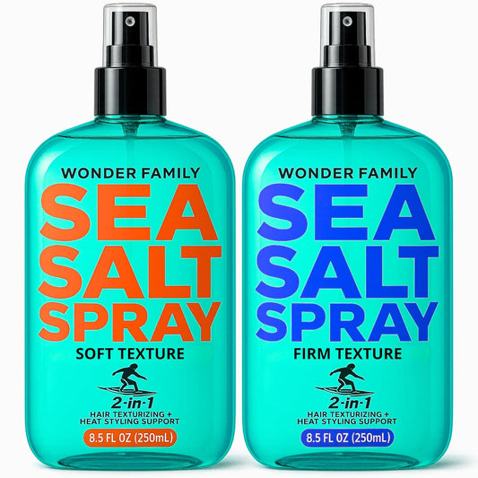 2-in-1 Texturizing Sea Salt Spray for Men, Women - Beach Waves & Curly Hair Spray Extra Hold, Low-Shine - Hair Volumizer for Fine Hair - Travel Hairspray for Women & Men - 16 Fl Oz, 2 Pack