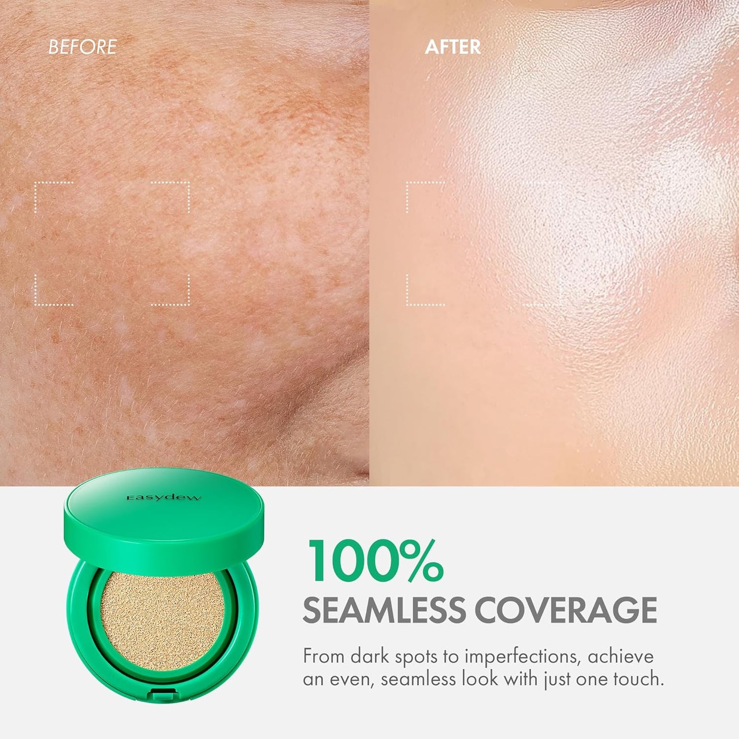 Easydew Mela B Toning Ampoule Cushion Refill - 3-in-1 Age-Defying Sun Shield Full Coverage Cushion Foundation with Niacinamide & Hyaluron-Vital C - Face Makeup Korean Skin Care 0.45 oz (#19 Sand)