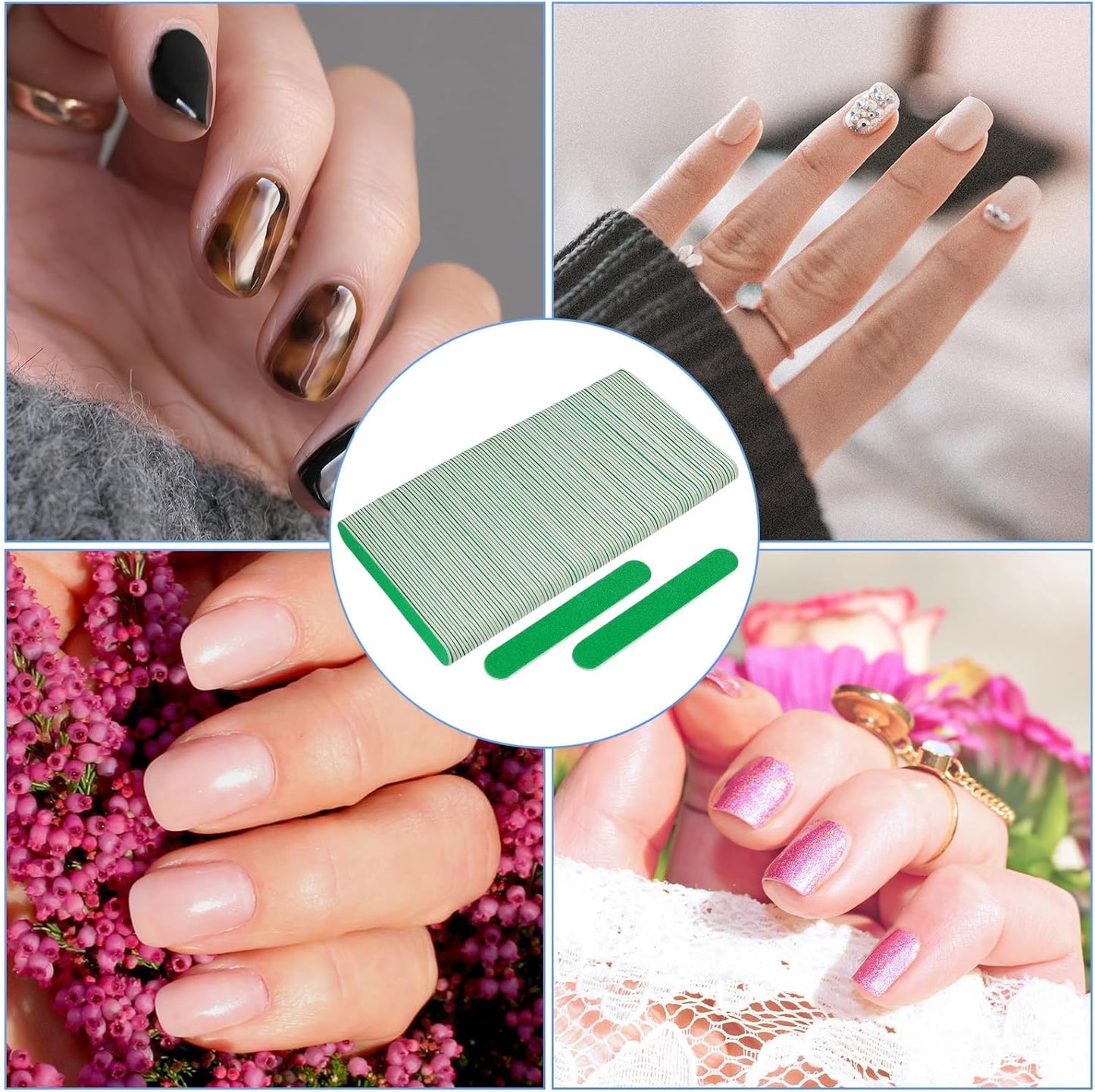 Mini Nail Files Bulk (100 Pcs), Double Sided Emery Board Nail File for Nature Nails, Manicure Tool Set Disposable Colorful Nail File for Home Salon Use Travel Size Men Women Kids Wood Board