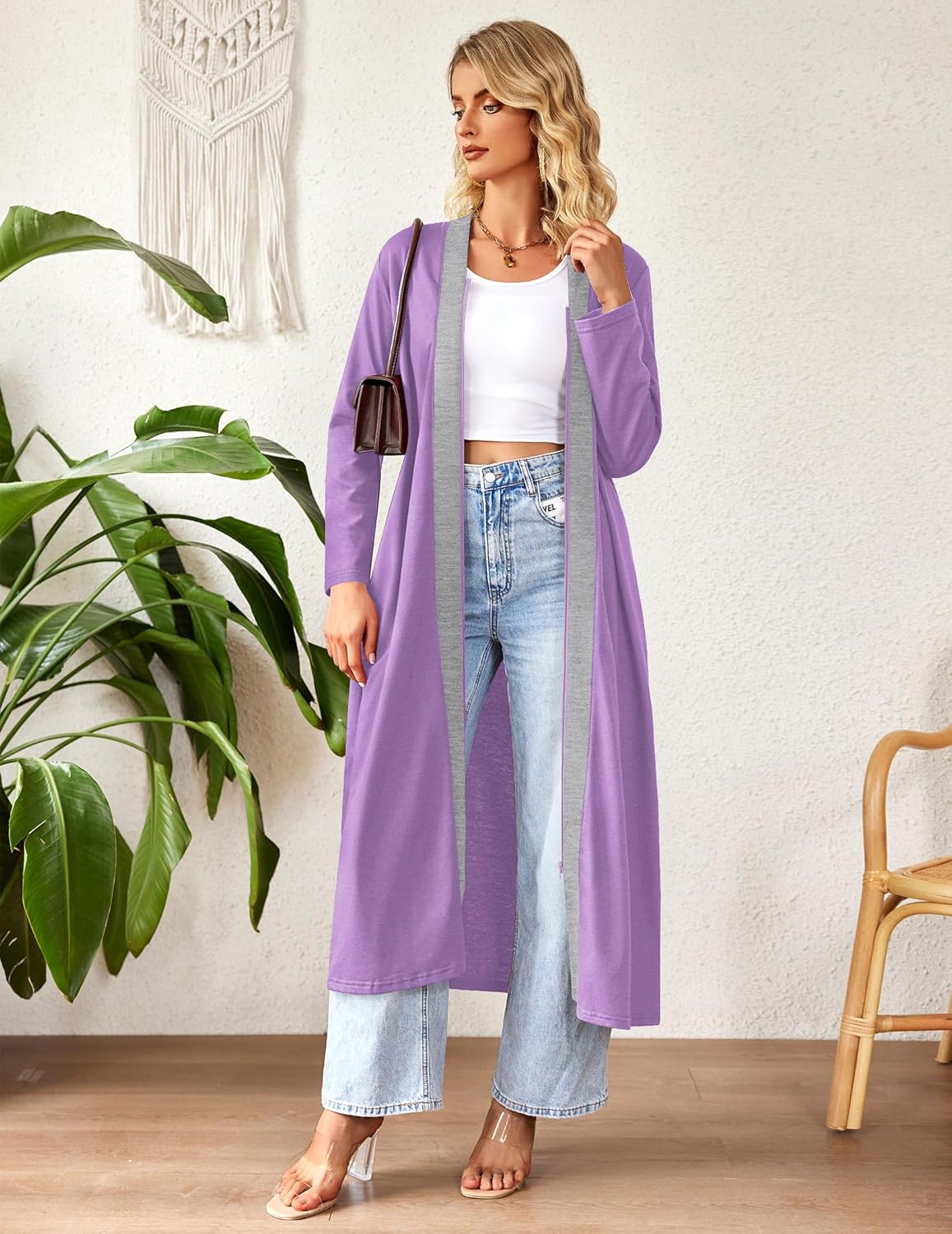 Ekouaer Women Zipper Robe Long Sleeve Loungewear Lightweight Housecoat Full Length Nightgown with Pockets