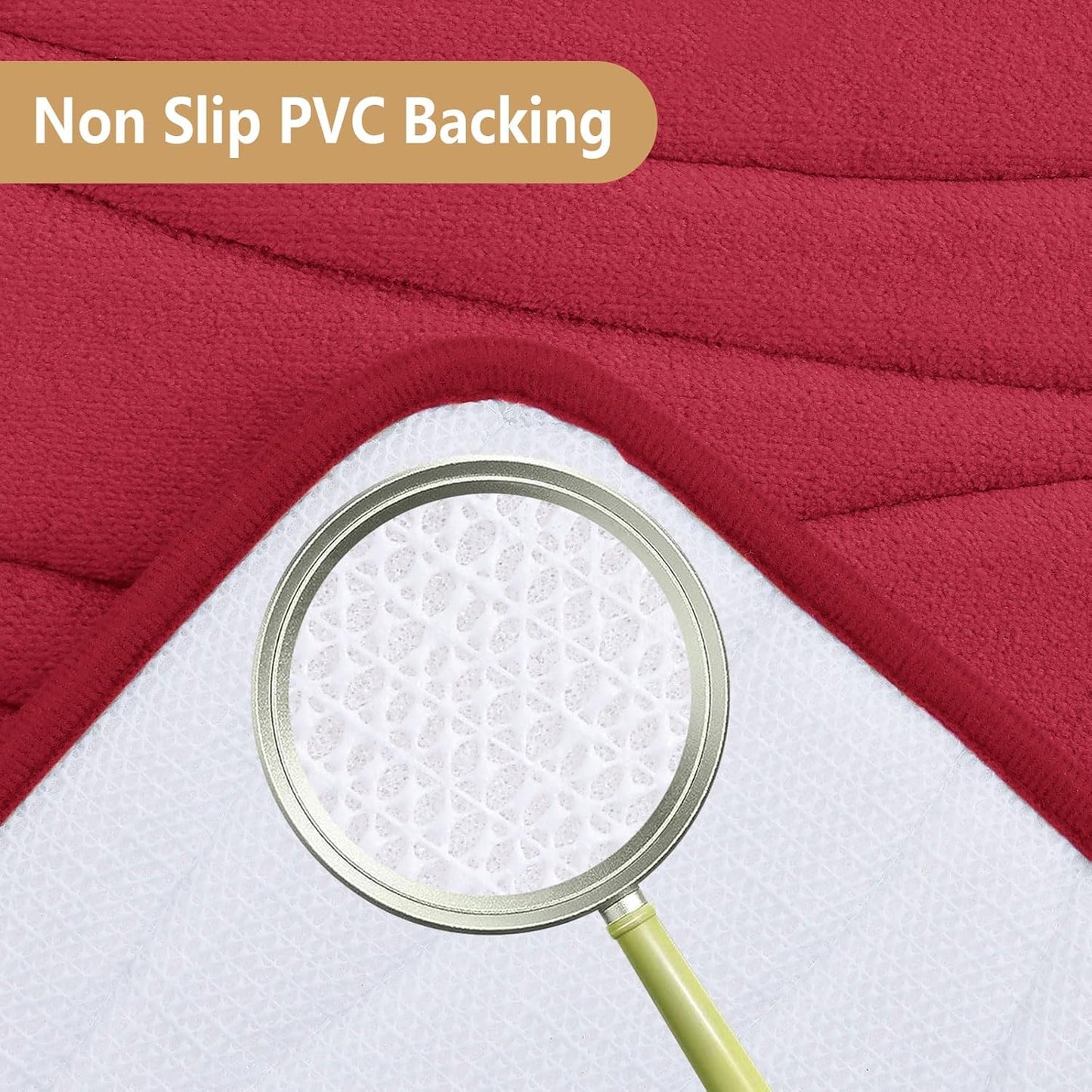 Buganda Memory Foam Bathroom Rug Mat 47x24, Extra Soft and Absorbent Bath Mats, Non-Slip and Machine Washable Bath Rugs for Bathroom Floor,Tub and Shower, Red