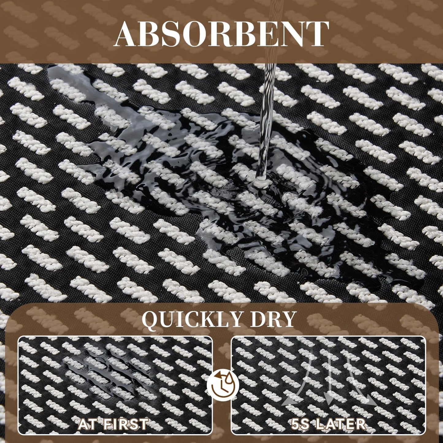 RESARE Non Slip Bath Mat - Machine Washable Bathroom Rugs, Super Absorbent, Non-Slip, No-Pile, Soft, Easy to Clean, Black, 17"x30"