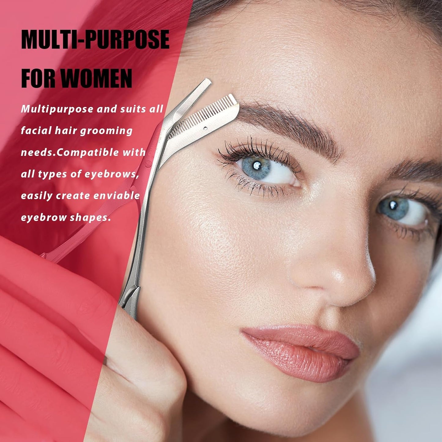 LePinko Eyebrow Trimming Scissors with Combs, Gifts For Men Women Stocking Stuffers, Gray