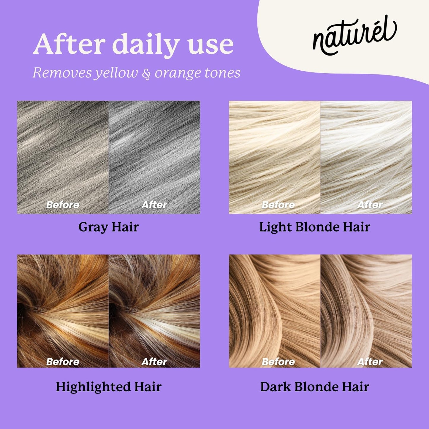 Naturel Toning Purple Shampoo and Conditioner Bar Set with Biotin for Blonde or Grey Hair, Shampoo Bar and Conditioner Bar for Blonde or Grey Hair, Vegan and Cruelty Free, Zero Waste, Made in USA