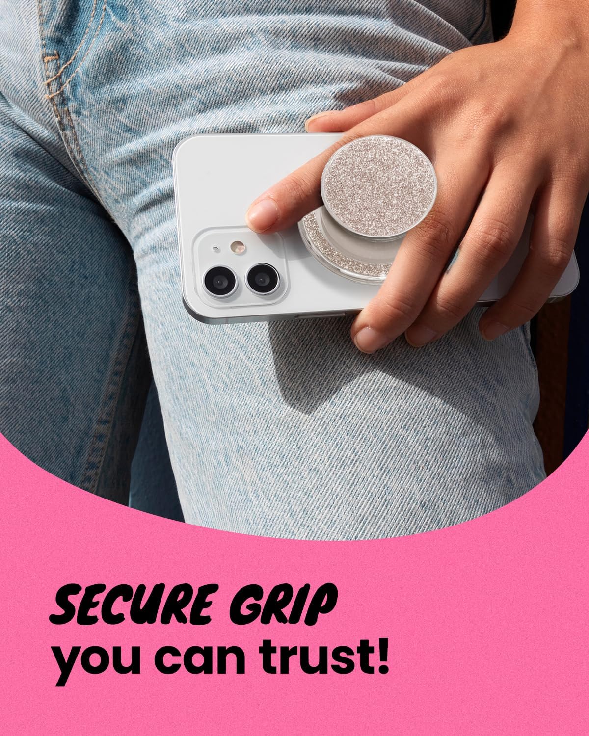 Bling Bling Glitter Phone Grip & Stand - Elegant Magnetic Phone Grip Holder for Secure Grip and Hands-Free Viewing (Gold)