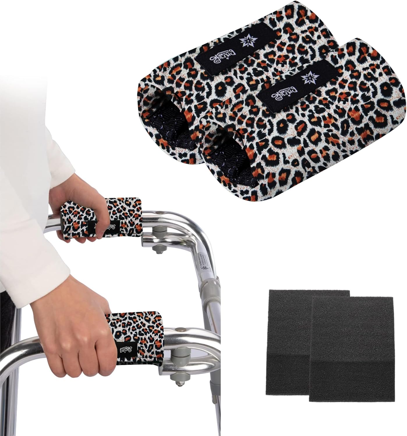 Spring Seaon Universal Walker Handle Padded -Hand Grip (2 Pack) Covers Non-Slip Cushion Padding for Folding Rolling Walker,Rollator Handle-Crutch Handle Pad Grips- Mobility Aid