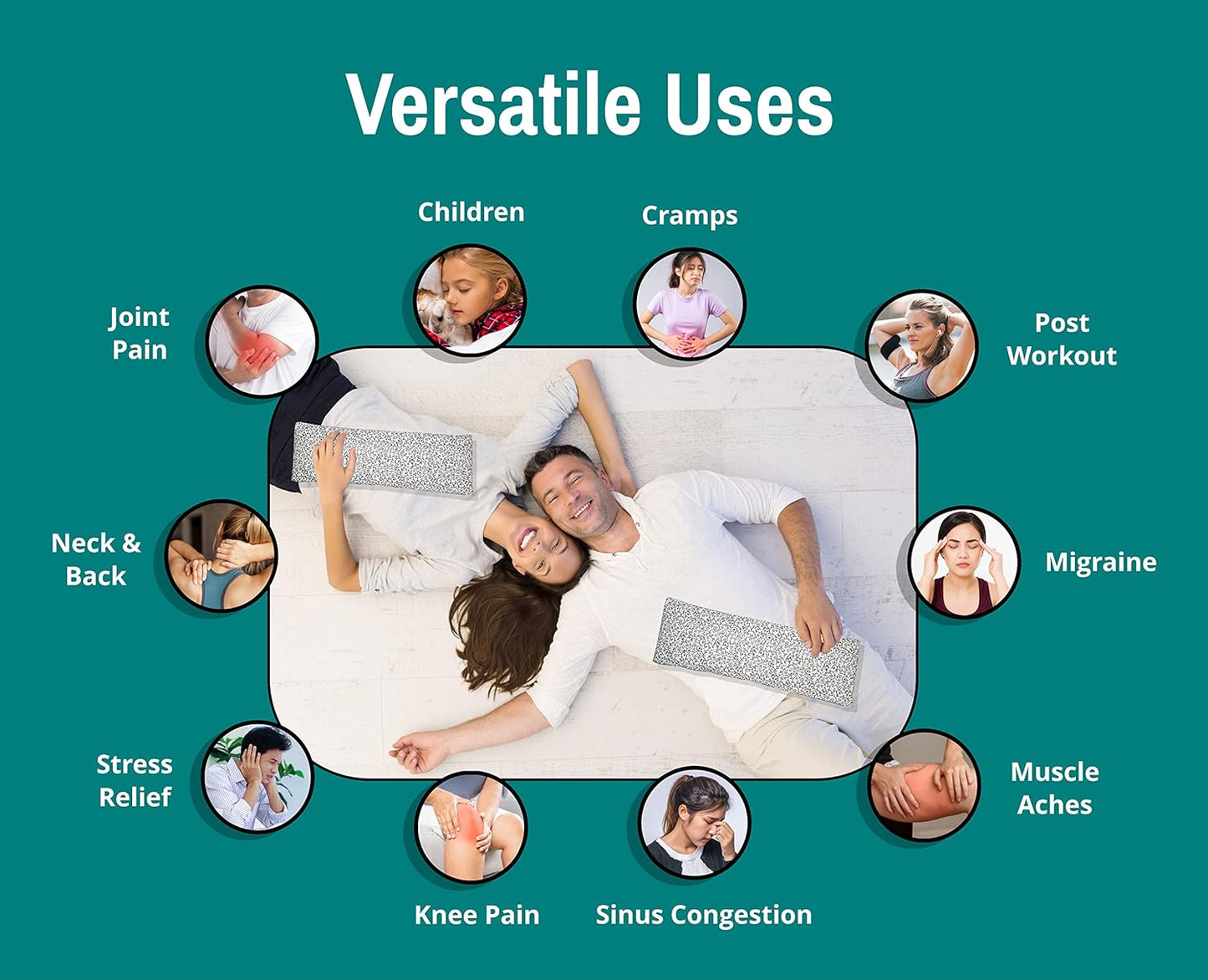 Microwavable Corn Filled Heating Pad and Cold Pack/Washable 100% Cotton Cover (Vines - Black and White, 5.25in W x 17.25in L)