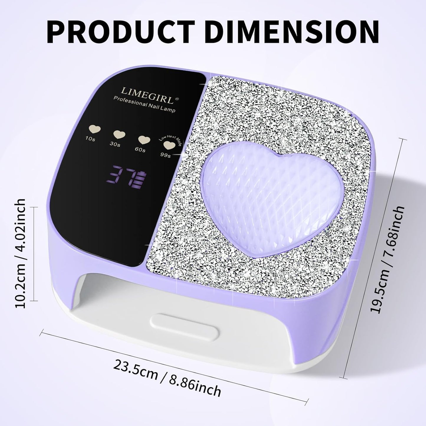LimeGirl UV LED Nail Lamp Kit for Gel Polish Professional Fast Curing Purple Dryer Light Set with 4 Timer Settings Cordless Rechargeable Nail Art Cure Machine for Manicure Pedicure at Home and Salon
