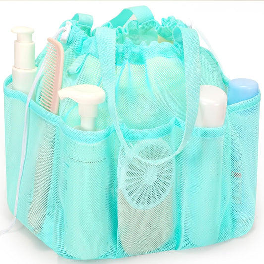 Mesh Shower Caddy Portable, Dorm Room Essentials for College Students Girls and Guys, Blue Large Capacity Shower Bag for Bathroom,Camping,Gym