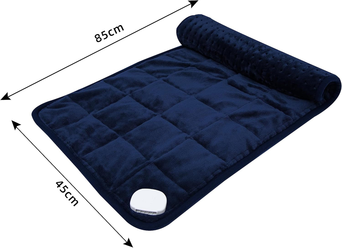 Ambershine 17''x33'' Weighted Heating Pad, 5.2lbs with 12 Temperature Settings & 4 Auto-Off Timers, Pain Relief for Back/Neck/Shoulders/Abdomen/Legs, Christmas Gifts for Mom Dad Women Men(Dark Blue)