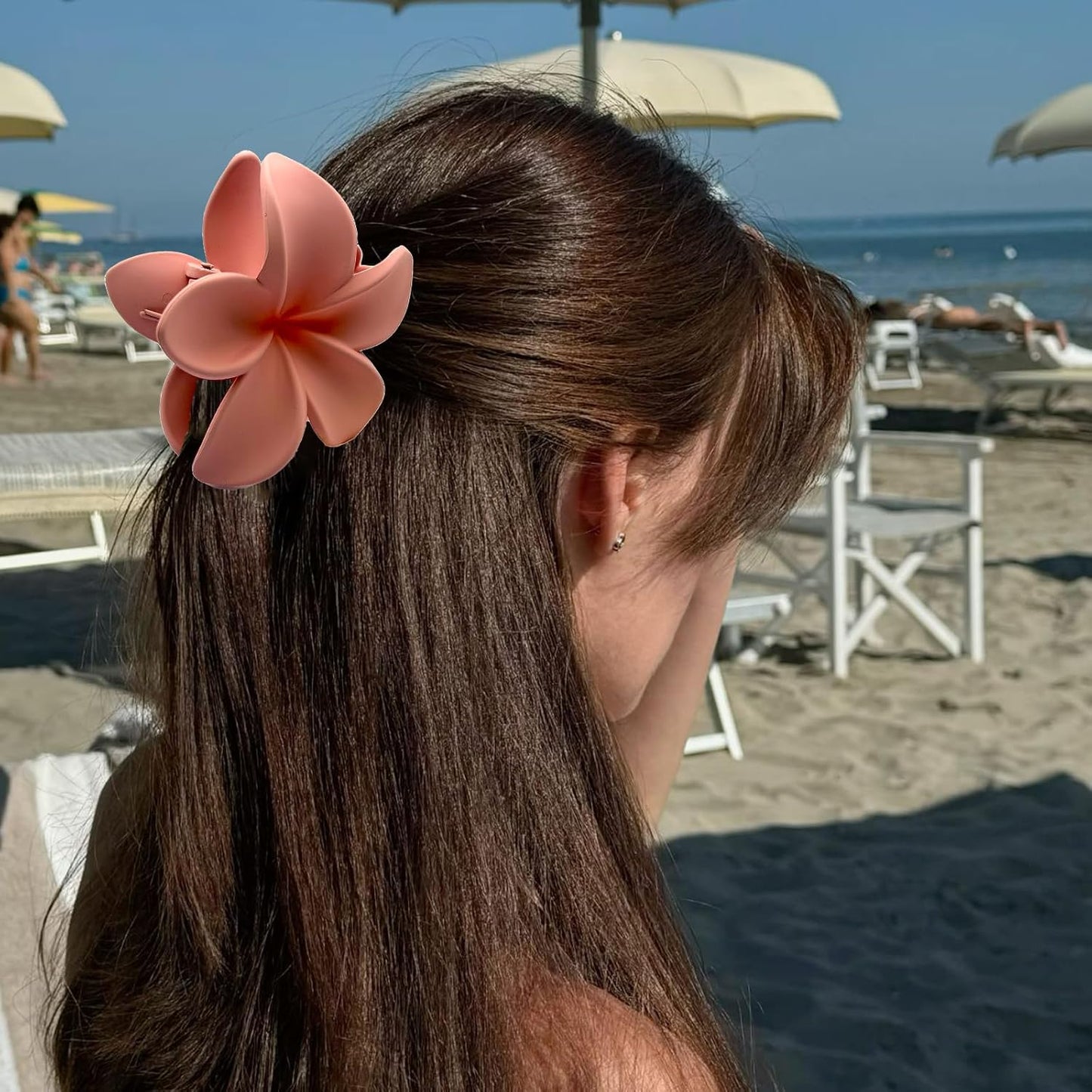 Flower Hair Claw Clips for Women, 8 Pack Hawaiian Flower Hair Clips, Plumeria Claw Clips for Thick Thin Hair, Large Strong Hold Nonslip Hawai Hair Accessories for Women Girls Gifts(Matte-8 Colors)