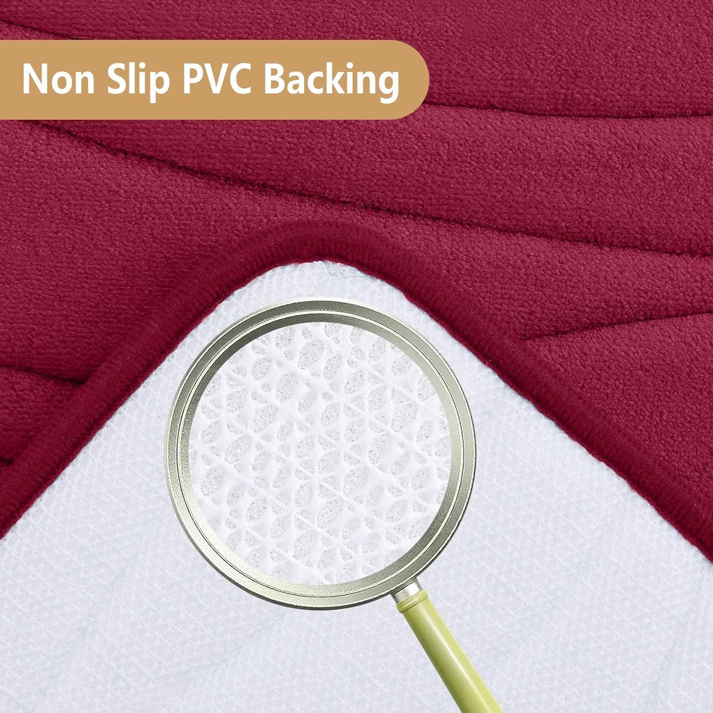 Buganda Memory Foam Bathroom Rug Mat 44x24, Extra Soft and Absorbent Bath Mats, Non-Slip and Machine Washable Bath Rugs for Bathroom Floor,Tub and Shower, Burgundy