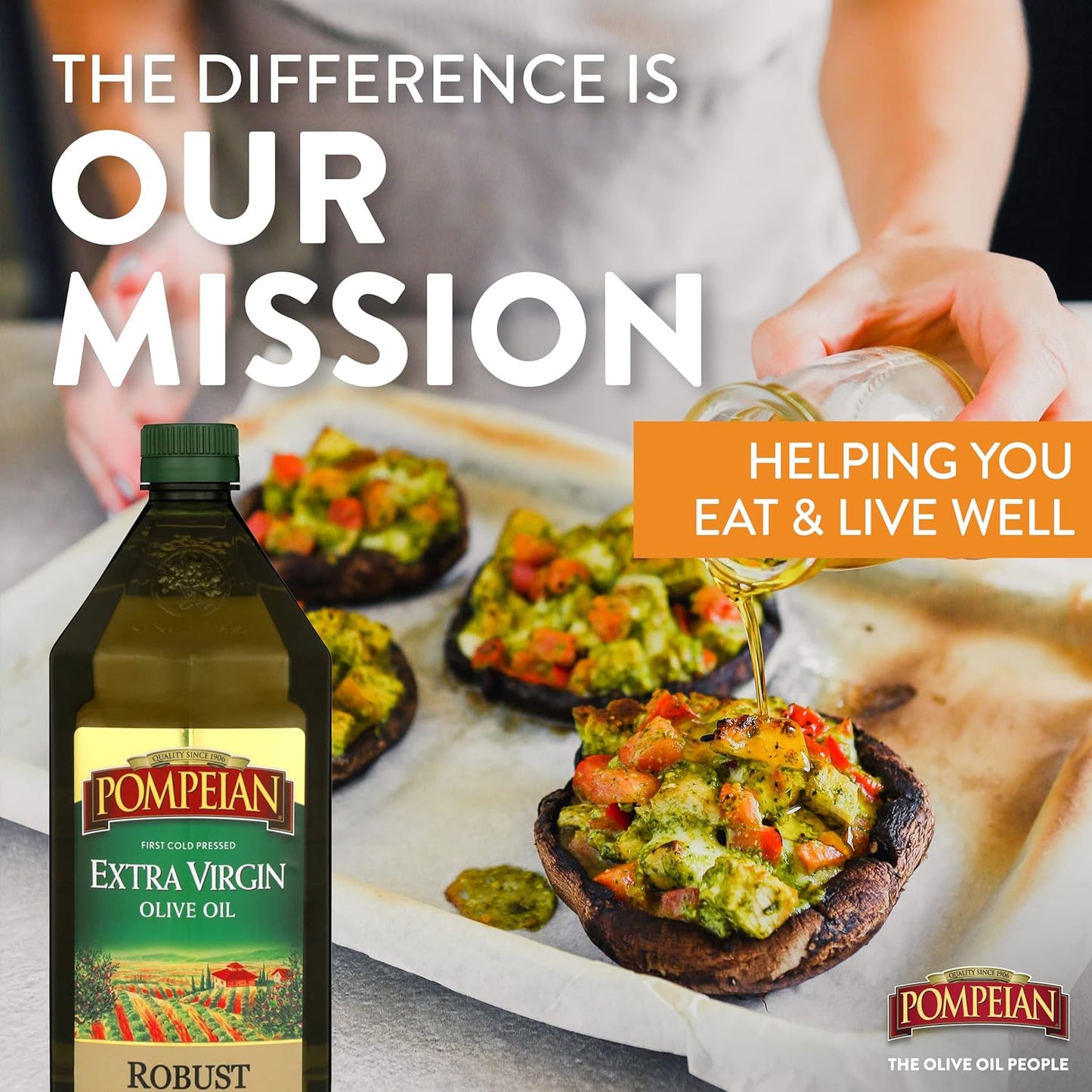 Pompeian Robust Extra Virgin Olive Oil, Contains Polyphenols, First Cold Pressed, 48 Fl Oz