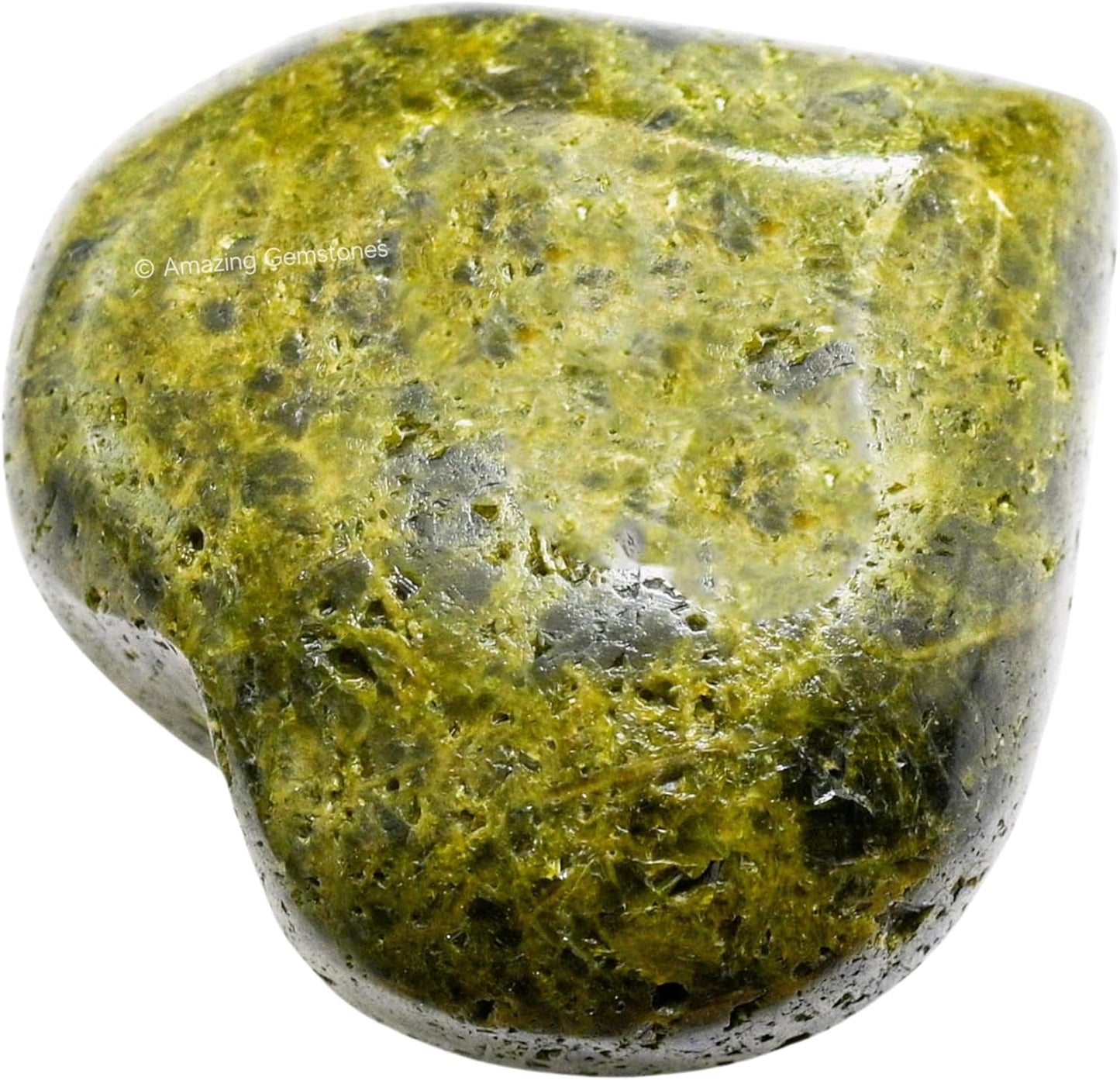 Amazing Gemstone Green Tourmaline in Matrix Crystal Heart Palm Stone - Pocket Massage Worry Stone for Natural Body Chakra Balancing, Reiki Healing and Crystal Grid