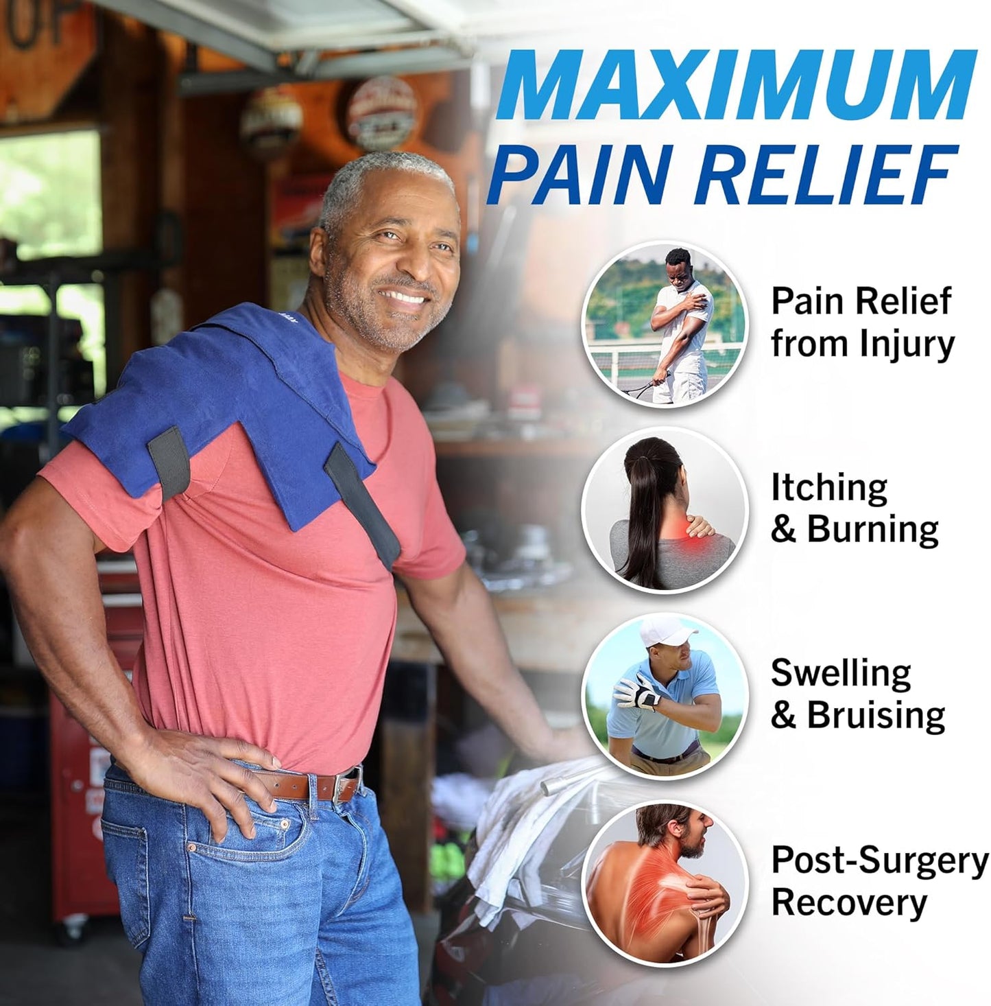 CryoMAX Reusable Cold Pack - 8-Hour Long-Lasting Cold Therapy Ice Pack, Adjustable Wearable Compress Straps, Best for Pain Relief, Injuries, Hip Surgery Swelling, and Migraines - T-Shape (1 Count)