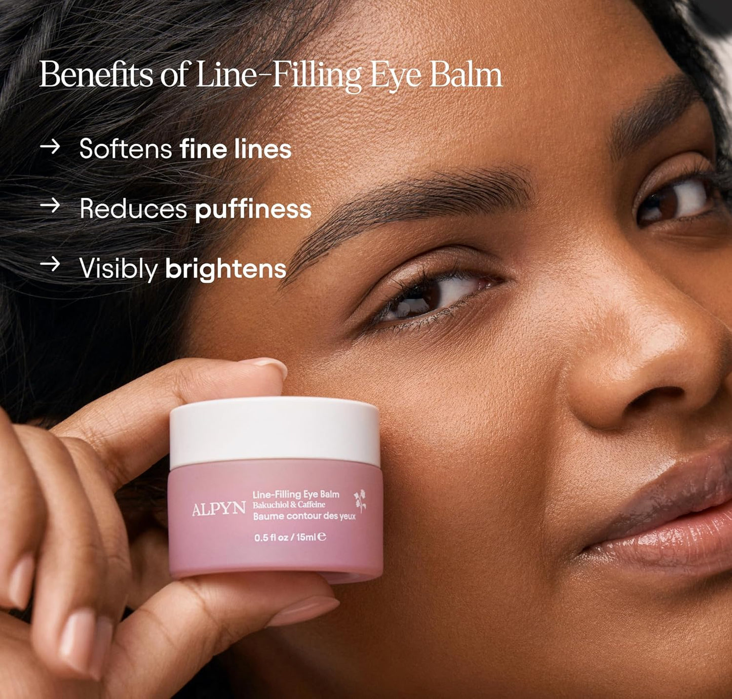 Alpyn Line-Filling Eye Balm with Bakuchiol & Caffeine, Reduce the Look of Fine Lines & Wrinkles, Minimize the Appearance of Puffiness & Target Dark Circles, 0.5 oz / 14 ml