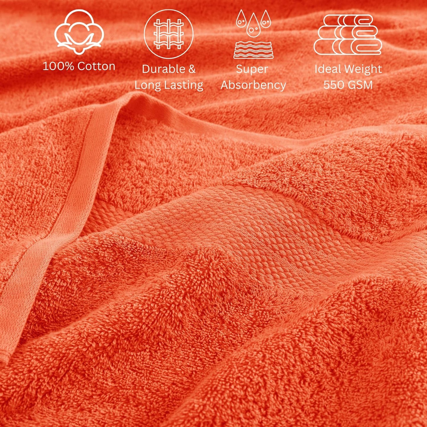 LANE LINEN 100% Cotton 24 Piece Bathroom Towel Set - Ring Spun, Quick Dry, Ultra Soft & Absorbent - 2 Bath Sheets, 4 Fingertip, 4 Bath, 6 Hand Towels, 8 Washcloths - Oeko Tex Certified - Tiger Lily