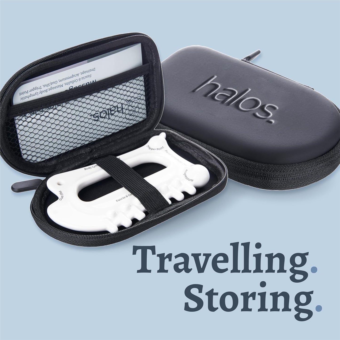 MyHalos 6-in-1 Ceramic Body Gua Sha Facial Tools - Lymphatic Drainage Tool, Face Sculpting Tool & Acupressure tool - Body Guasha, Trigger Point Massage Tool for Fascia Massage and Cellulite