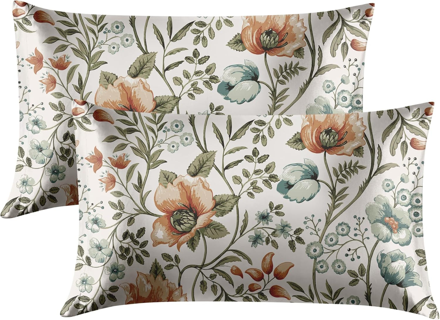 EXQ Home Satin Pillowcase for Hair and Skin Queen - Printed Summer Flowers Silk Pillow Cases 2 Pack 20x30 inches - Satin Pillow Cases Set of 2 with Envelope Closure, Gifts for Women Men