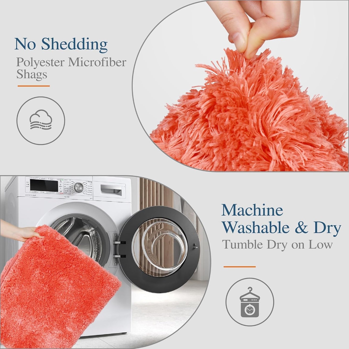 Walensee Living Coral Bath Mat, 24" x 36", Extra Soft High-Pile Microfiber, Absorbent, Non-Slip, Machine Washable, Luxury Bathroom Rug for Bathroom Floor