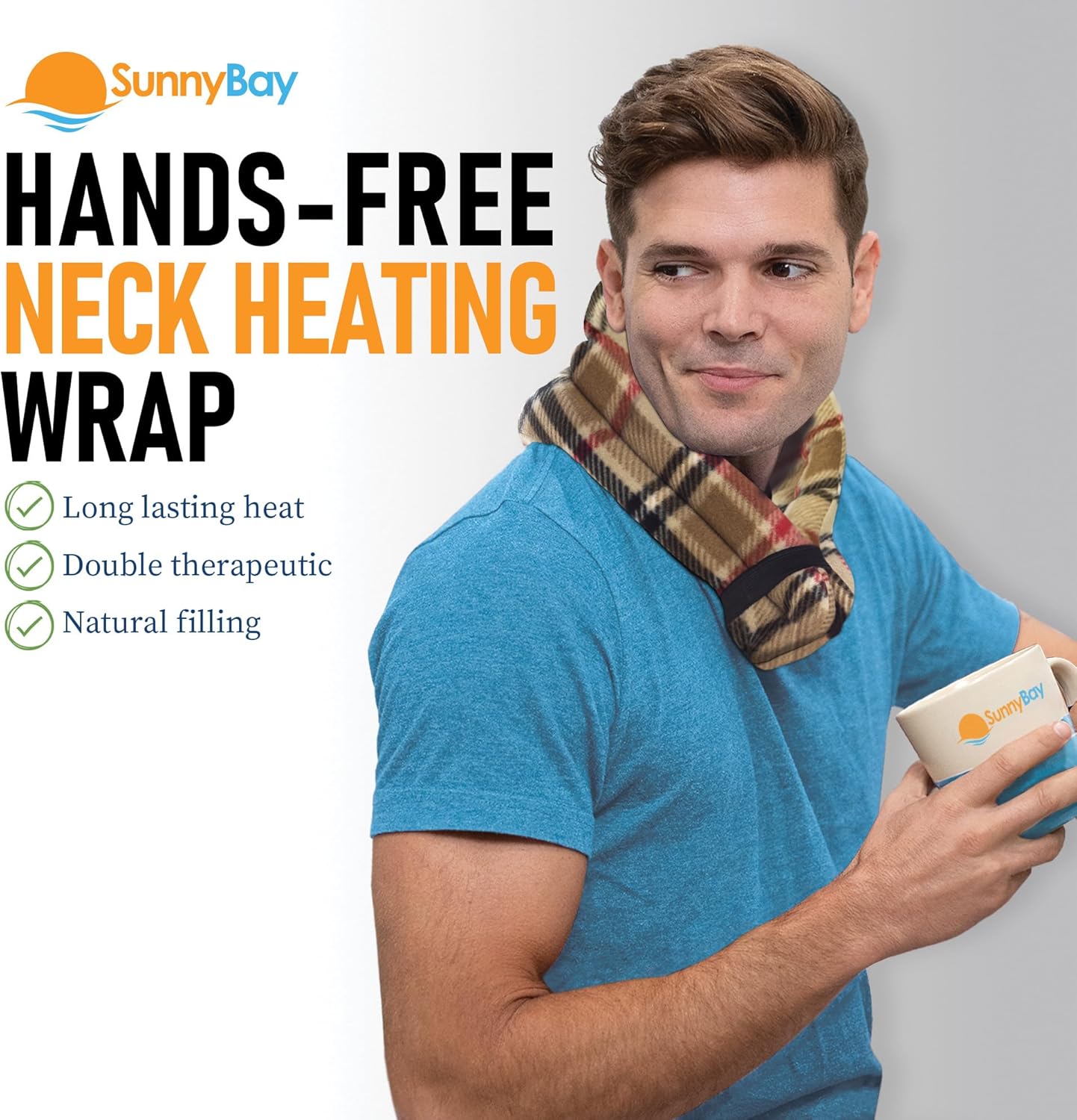 SunnyBay Microwave Heating Pad, Microwavable Heated Neck and Shoulder Wrap, Moist and Weighted Hands-Free Beanbag Pack with Wide Neck Coverage, 2.5 lbs, 26 Inches Long-Length, Made in USA, London