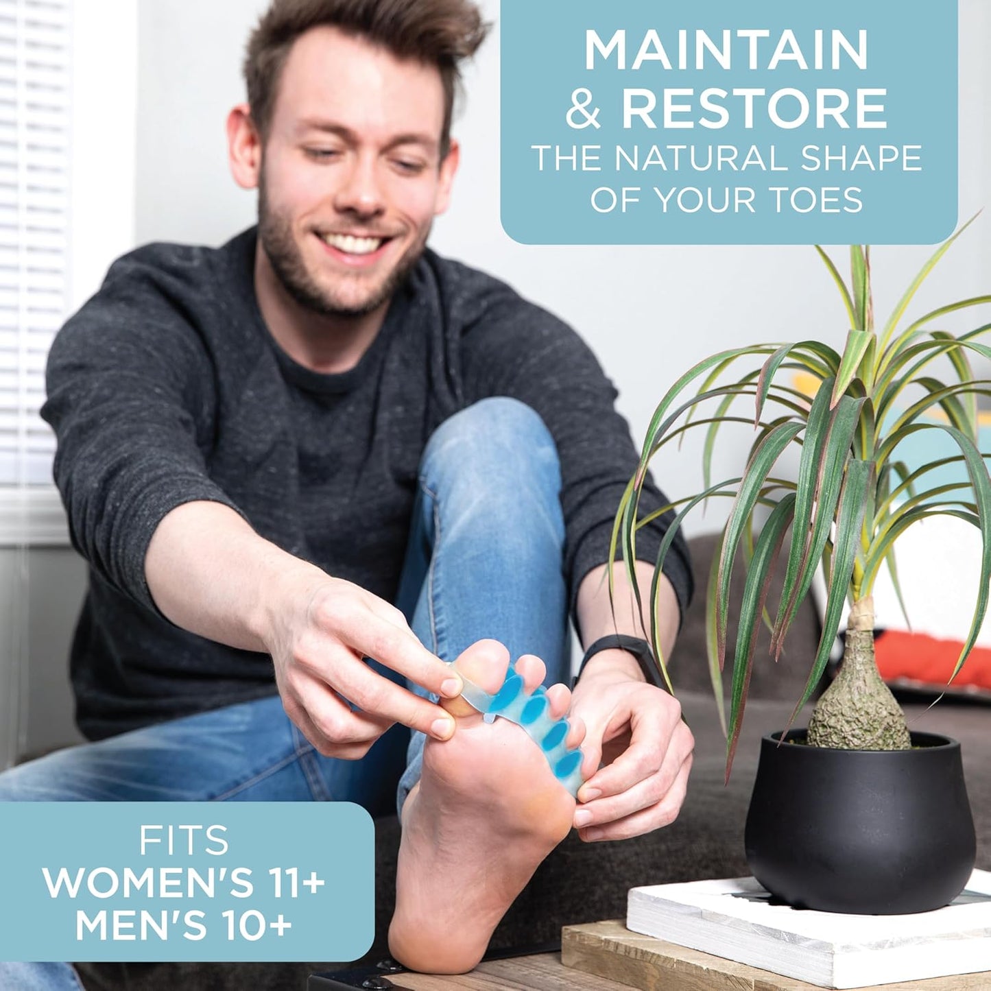 Mind Bodhi Toe Separators/Toe Spacers - For Men and Women - Correcting Bunions and Restoring Toes to Their Original Shape - Large Size – Black