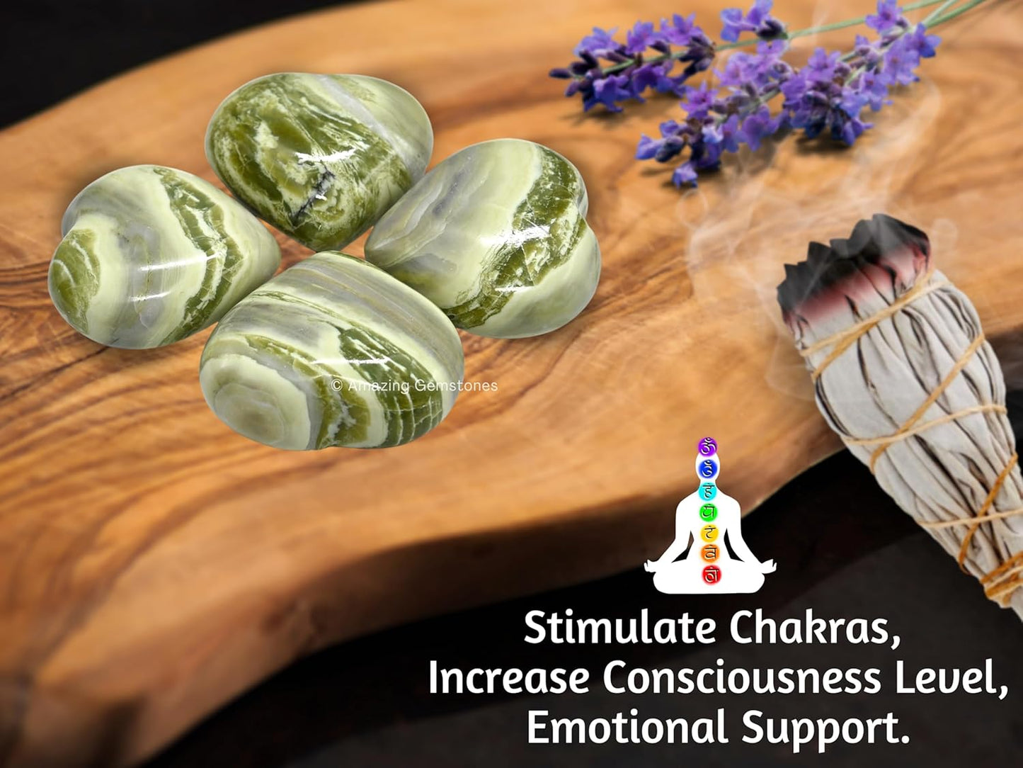 Amazing Gemstone Serpentine Crystal Heart Palm Stone - Pocket Massage Worry Stone for Natural Body Chakra Balancing, Reiki Healing and Crystal Grid