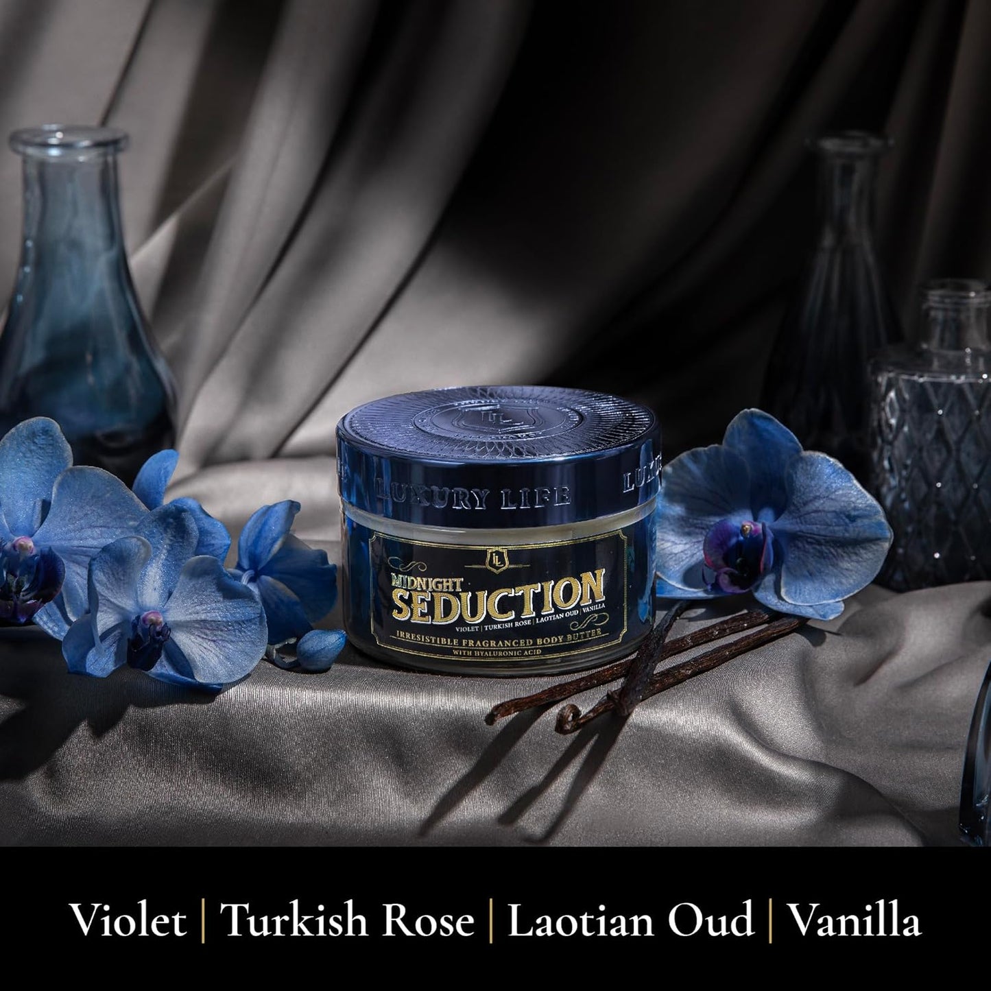 LUXURY LIFE Bed Butter - Scented, Luxurious Body Butter With All-Natural Hyaluronic Acid For Soft, Glowing, Hydrated Skin For Men & Women - Suitable For All Skin Types (Midnight Seduction, 5 oz)