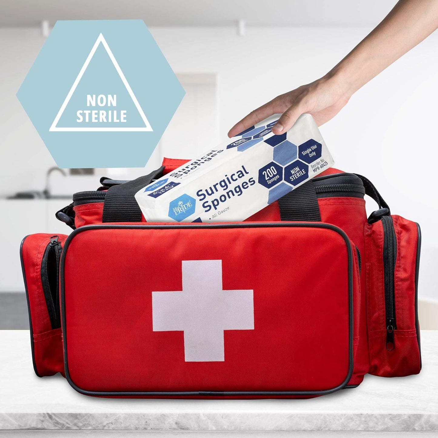 MED PRIDE All Cotton Non-Stick Bandage Supplies 4x4in Premium Quality Surgical Sponges 200 Pack 4'' x 4'', 16 ply–Gauze Pads Non sterile -First Aid Wound Care Dressing Sponge –Woven Medical Nonstick