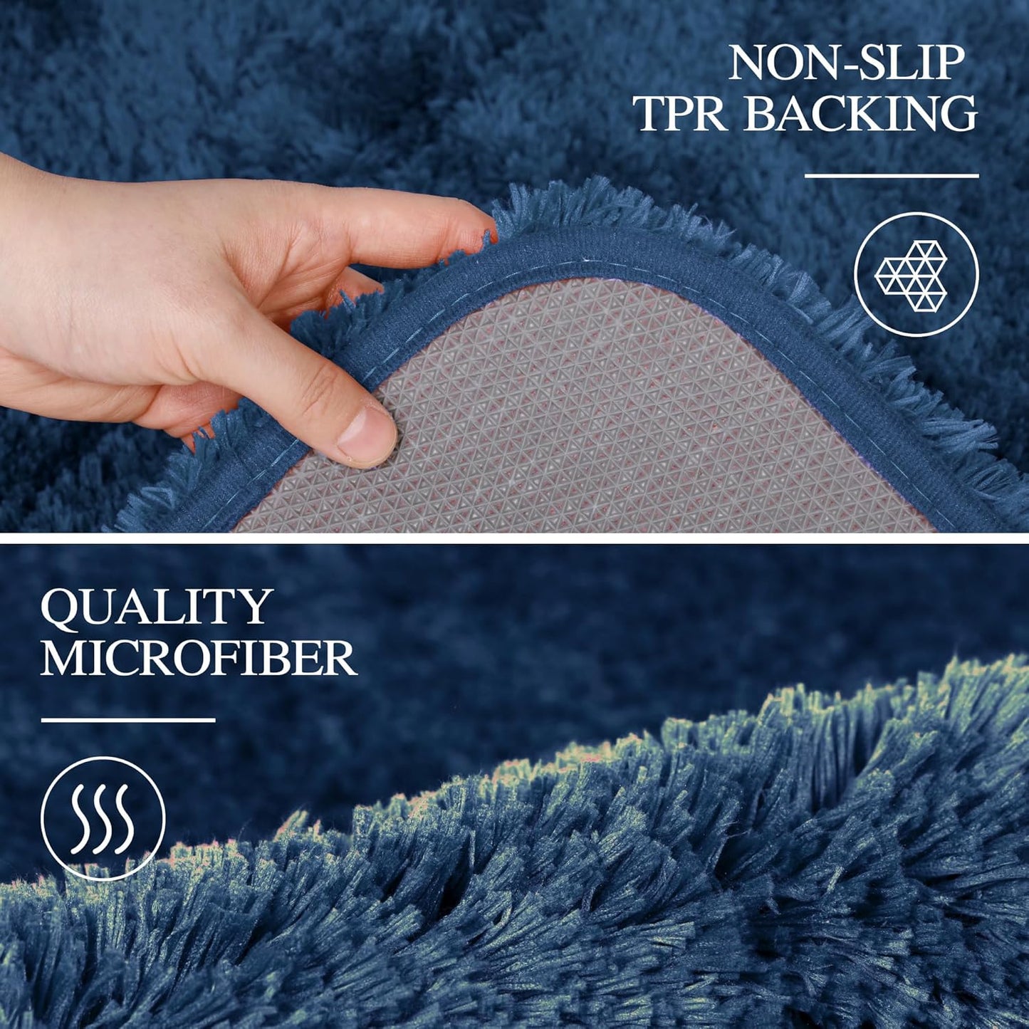 Walensee Large Bathroom Rug (24 x 72, Navy) Extra Soft and Absorbent Shaggy Bath Mat Machine Washable Microfiber Non Slip Luxury Floor Mat