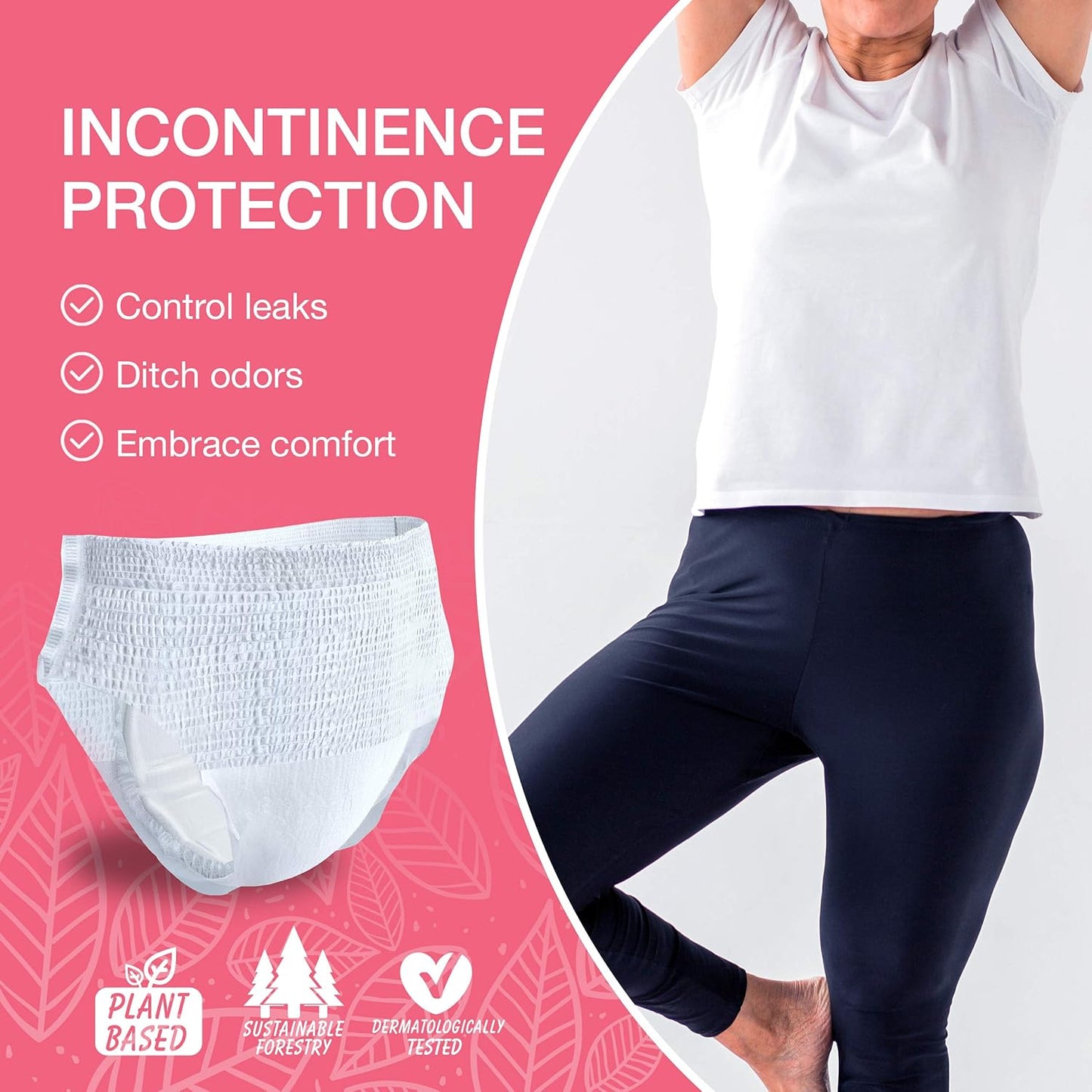 Veeda Natural Adult Incontinence Underwear for Women - Postpartum Underwear for Bladder Leakage Protection - Disposable Underwear with Maximum Absorbency - X-Large Size - 20 Count