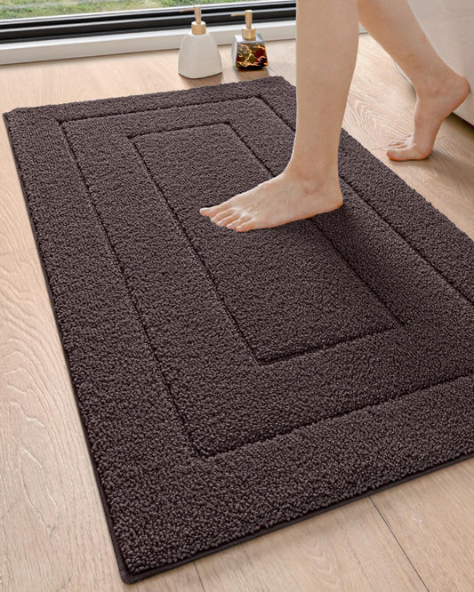 DEXI Bathroom Rug 43x24, Non Slip Washable Bath Mat for Shower Floor, Extra Large Absorbent Soft Bathmat with Rubber Backing, Quick Dry Microfiber Carpet, Brown