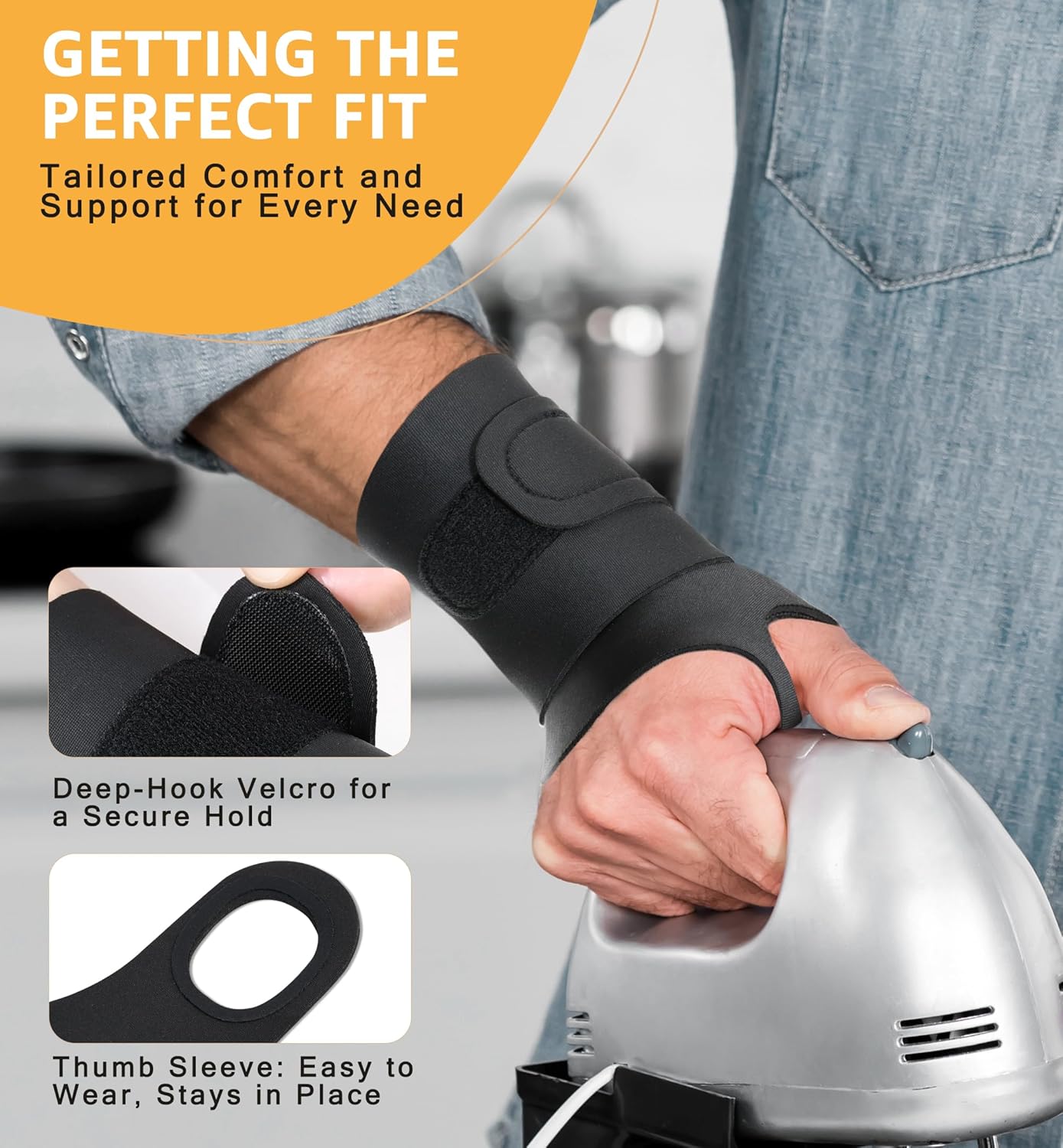 2 Pack Thin Compression Wrist Brace for Men & Women, Adjustable Elastic Wrist Support for Carpal Tunnel Arthritis Tendonitis Sports Pain Relief, Soft & Comfortable Day/Night Wrist Wraps (Black)