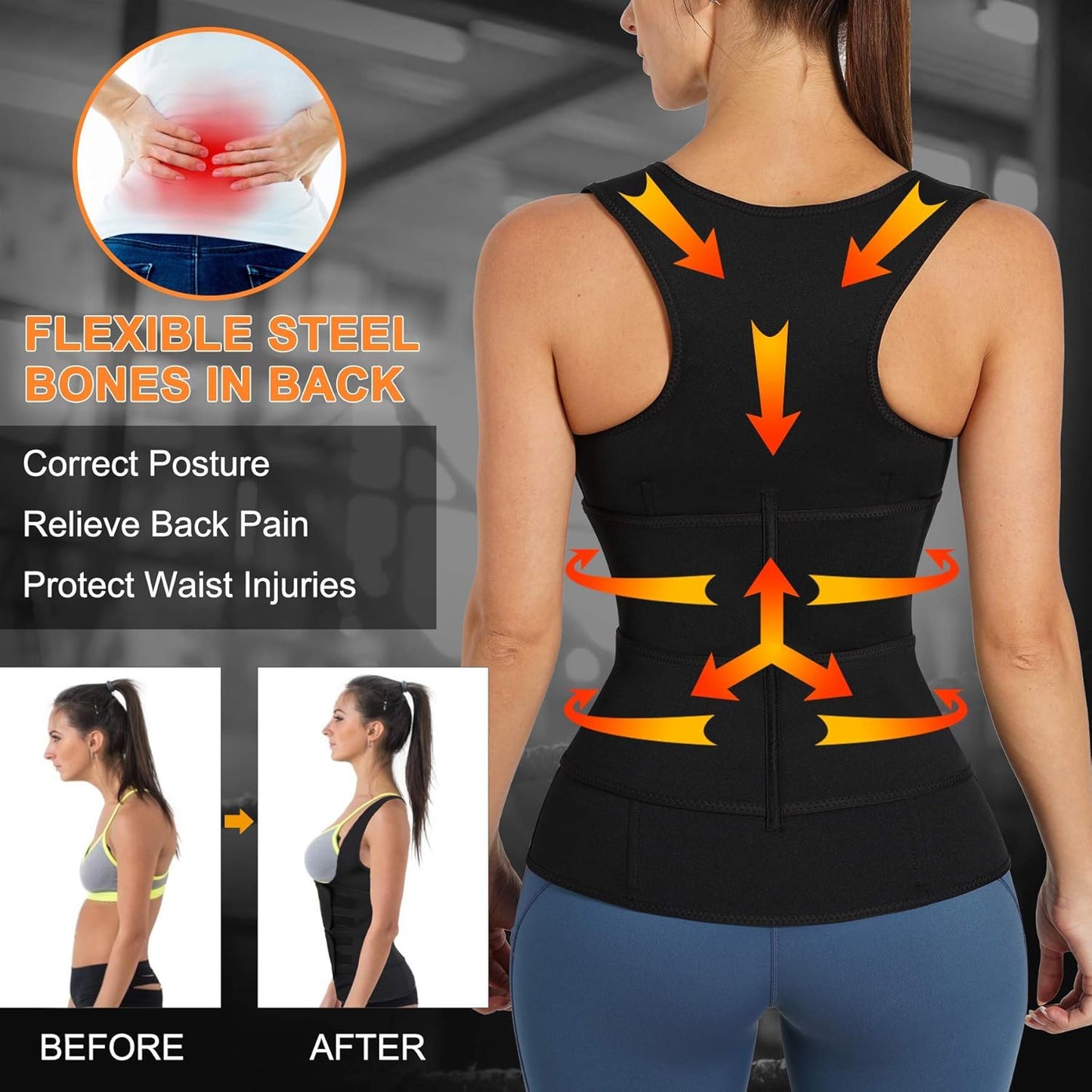 Nebility Womens' Sauna Sweat Vest Weight Loss Workout Waist Trainer