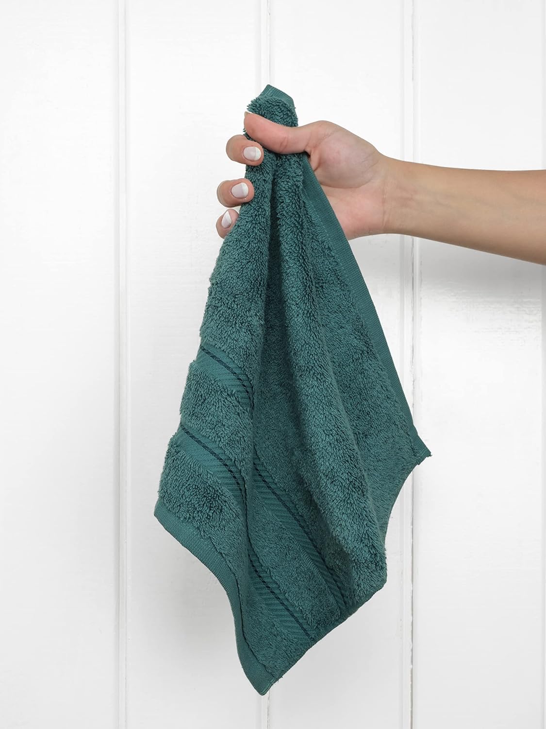 American Soft Linen Luxury Washcloths for Bathroom, 600 GSM 100% Cotton 4 Piece Turkish Wash Cloth Set, 13x13 in Soft Rags for Body and Face, Teal Washcloths