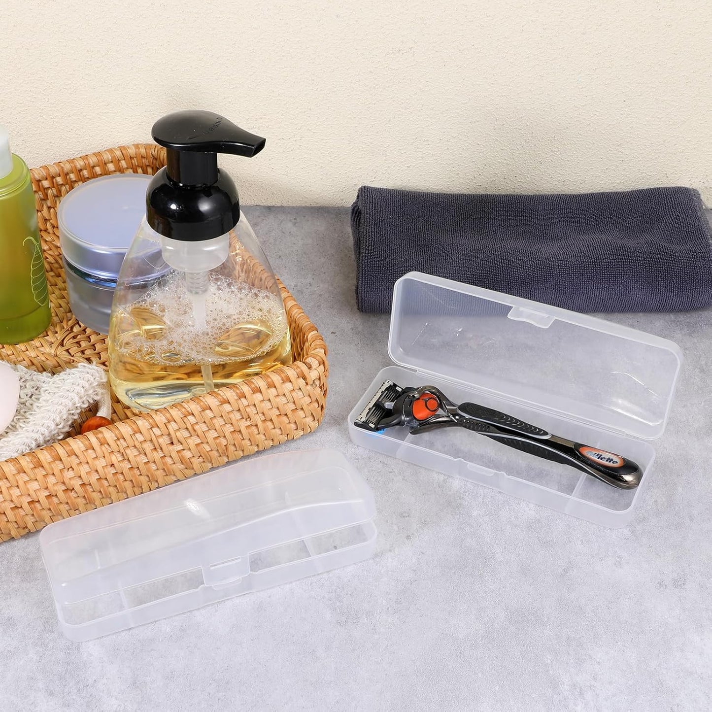 3 Pack Manual Razor Travel Case Transparent Portable Travel Men Manual Razor Protector Universal Portable Shaver Storage Box Shaver Holder Protector Case Organizer for Men Razors And Blade Refills Kit