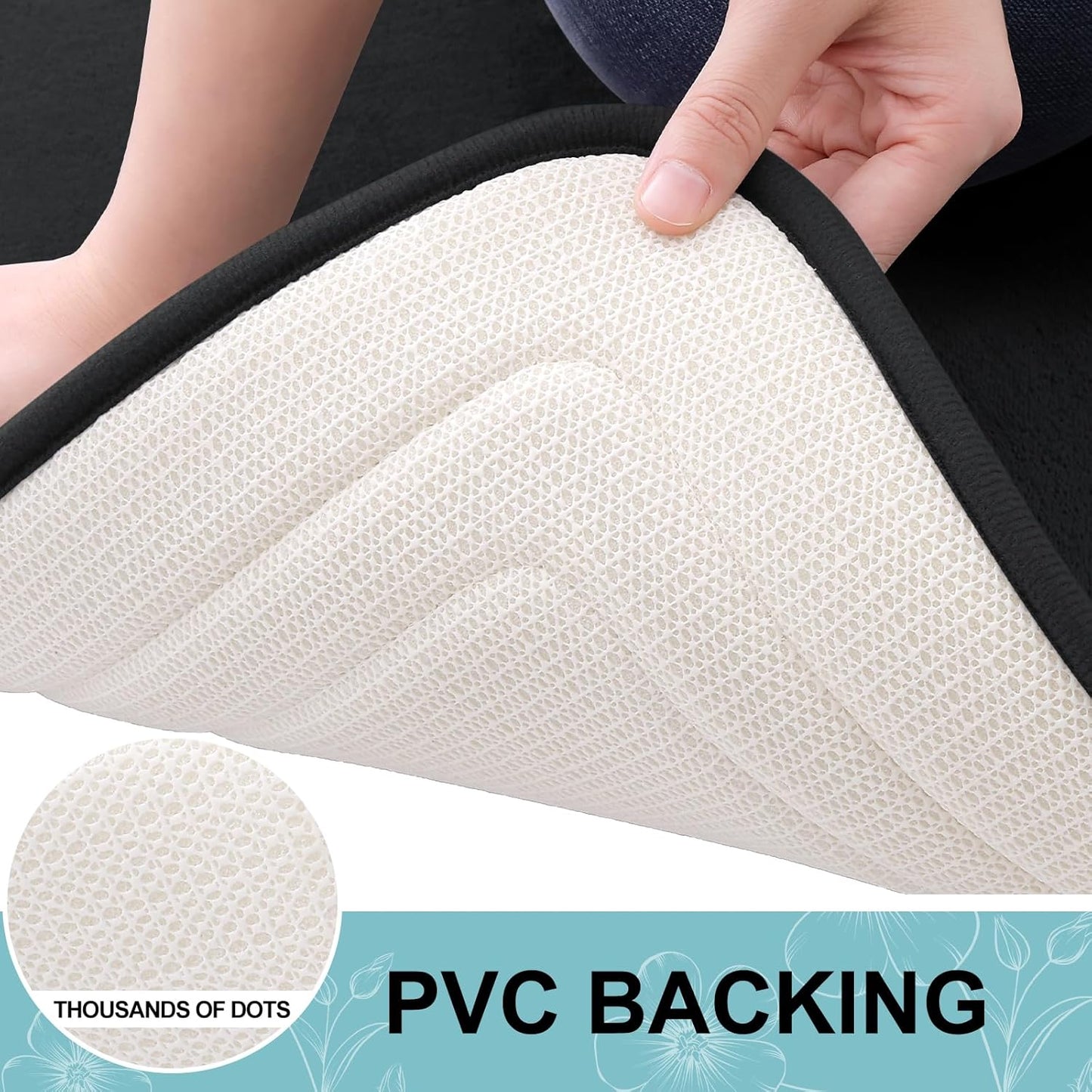 Grandaily Memory Foam Bath Mat Rug 40x32, Ultra Soft, Non-Slip and Absorbent Bathroom Rugs, Machine Wash Dry, Comfortable Bath Carpet for Bathroom Floor, Tub and Shower, Black