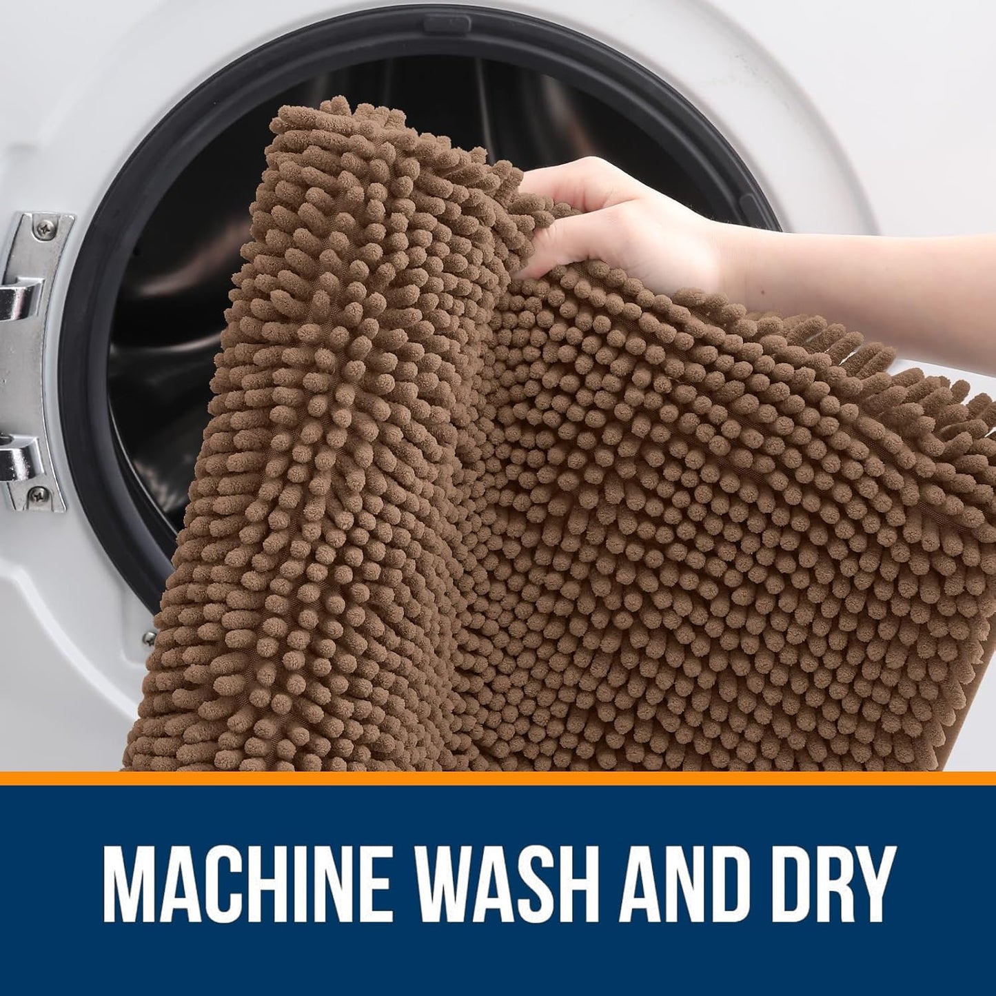 OLANLY Bathroom Rugs 30x20, Extra Soft Absorbent Chenille Bath Rugs, Rubber Backing Quick Dry, Machine Washable Bath Mats for Bathroom Floor, Tub and Shower, Home Decor Accessories, Mocha