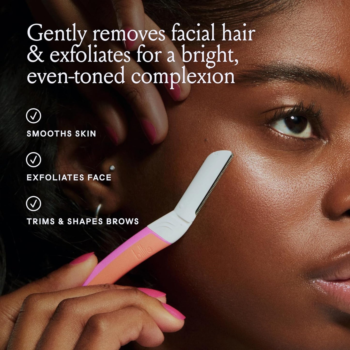 Billie - Dermaplane Starter Kit - Reusable Handle + 3 Refill Blades - Remove Facial Hair + Perfectly Shape Brows - Dermatologist-Approved - Malibu