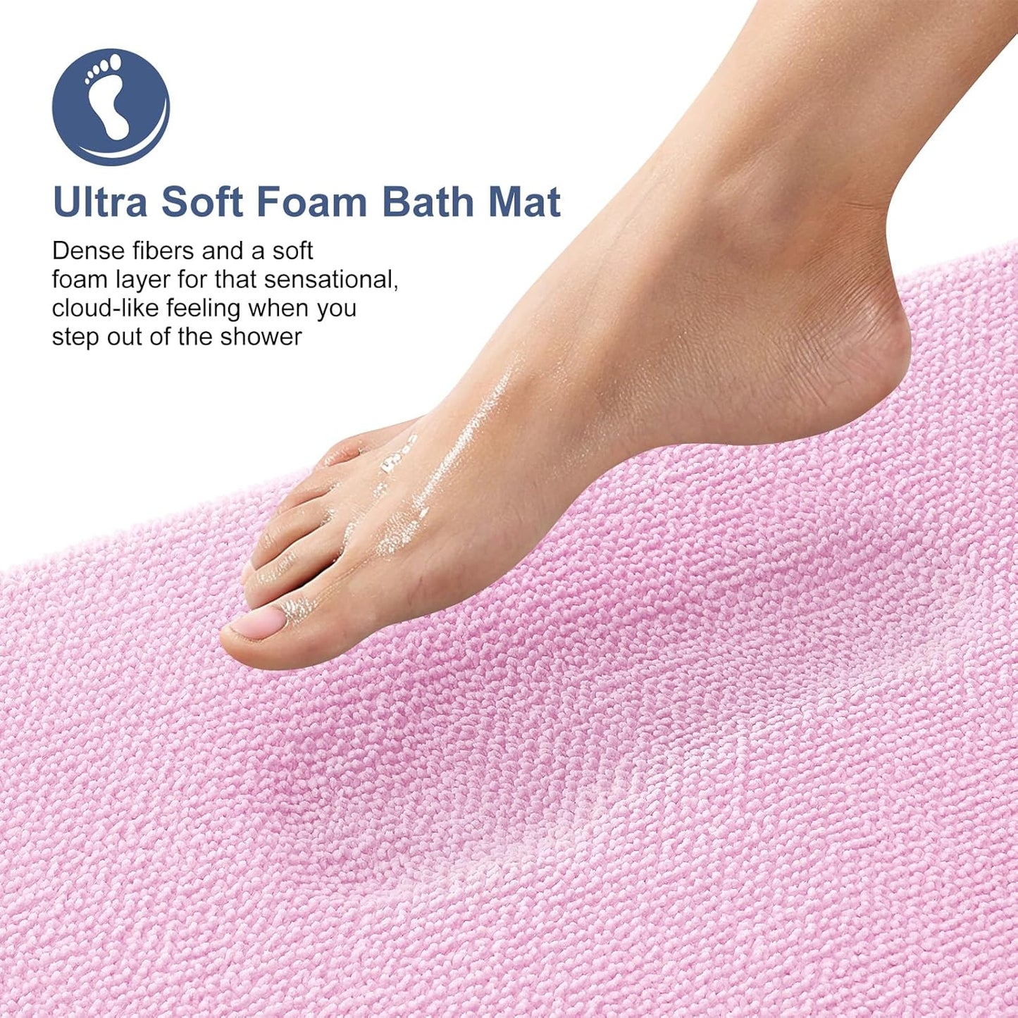 OLANLY Thick Memory Foam Bath Mat Rug 30x20, Extra Soft Absorbent Bathroom Rug, Quick Dry Bath Mats, Non-Slip, Machine Washable Carpet for Bathroom, Tub and Shower, Home Decor Accessories, Pink