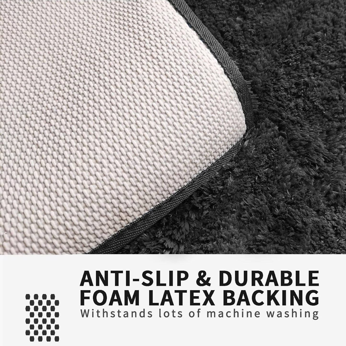 FIFU Bathroom Runner Rug 24" W x 60" L, Bath Mats for Bathroom, Bedroom & Kitchen, Non-Slip Rubber Latex Backing, Comfort & Soft Shower Bathmat & Carpet for Sink, Home & Hallways, Black