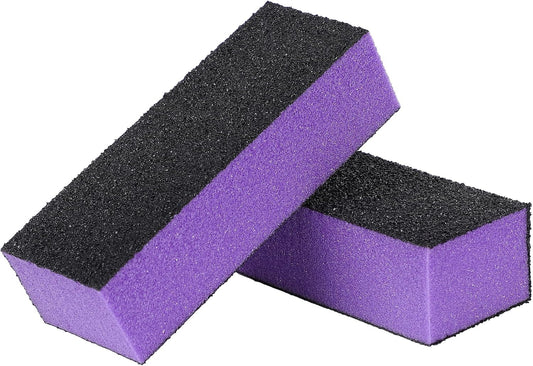 uxcell 4 Way Nail File, 2 Pcs Nail Buffer Sanding Block Manicure Art Tool Shiner Polisher for Women and Men, Sponge Nail Polishing Tool Kits for Professional Salon Home Use, Black Purple
