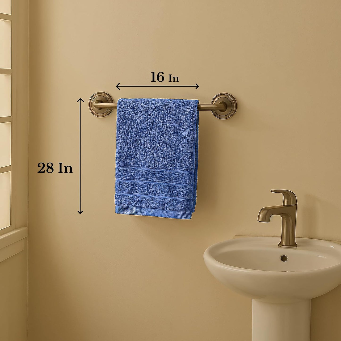 Casa Platino 100% Cotton Hand Towels for Bathroom Set of 4 (16"x28") - Spa & Hotel Quality - Ring Spun - Quick Dry, Soft & Absorbent Bath Hand Towel 4 Pack - Suitable for All Skin Type - Cerulean Blue