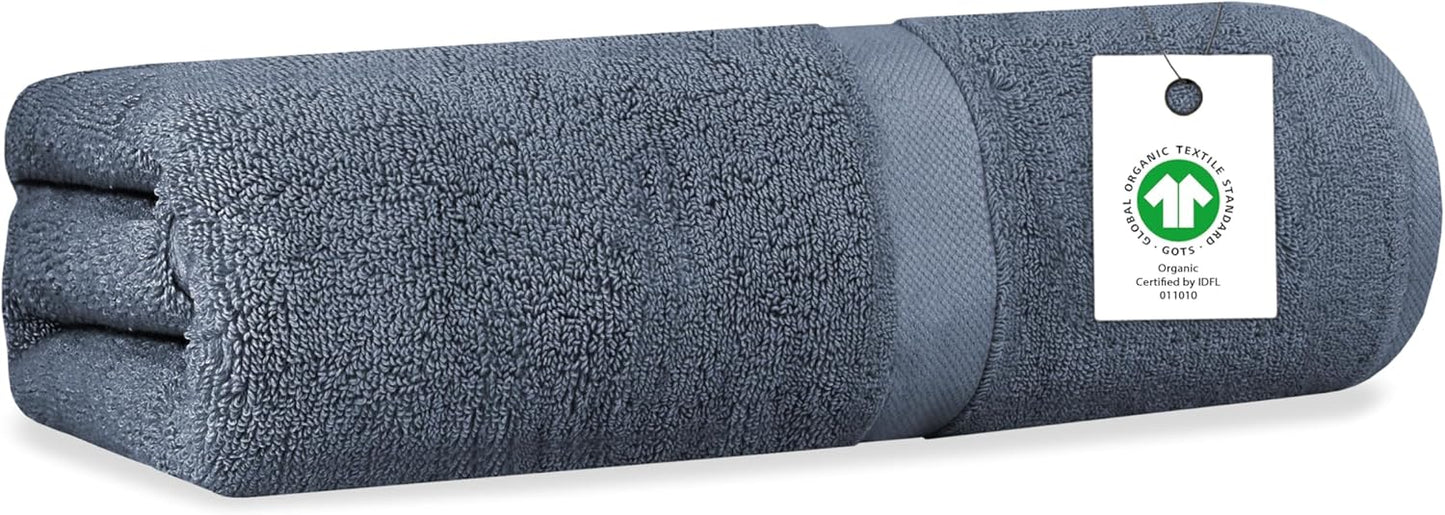 Delara Organic Cotton Luxuriously Plush Bath Sheet | GOTS & Oeko-TEX Certified | Premium Hotel Quality Towels | Feather Touch Technology| 650 GSM Long Staple|Soft, Quick Dry & Ultra-Absorbent 36"x70"