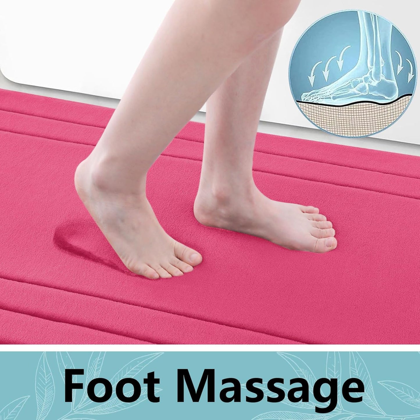 Arotive Memory Foam Bathroom Rug Mat 36x24, Ultra Soft and Absorbent Bath Mat, Machine Wash Dry, Comfortable Bath Rug Carpet for Bathroom Floor, Tub and Shower, Deep Pink