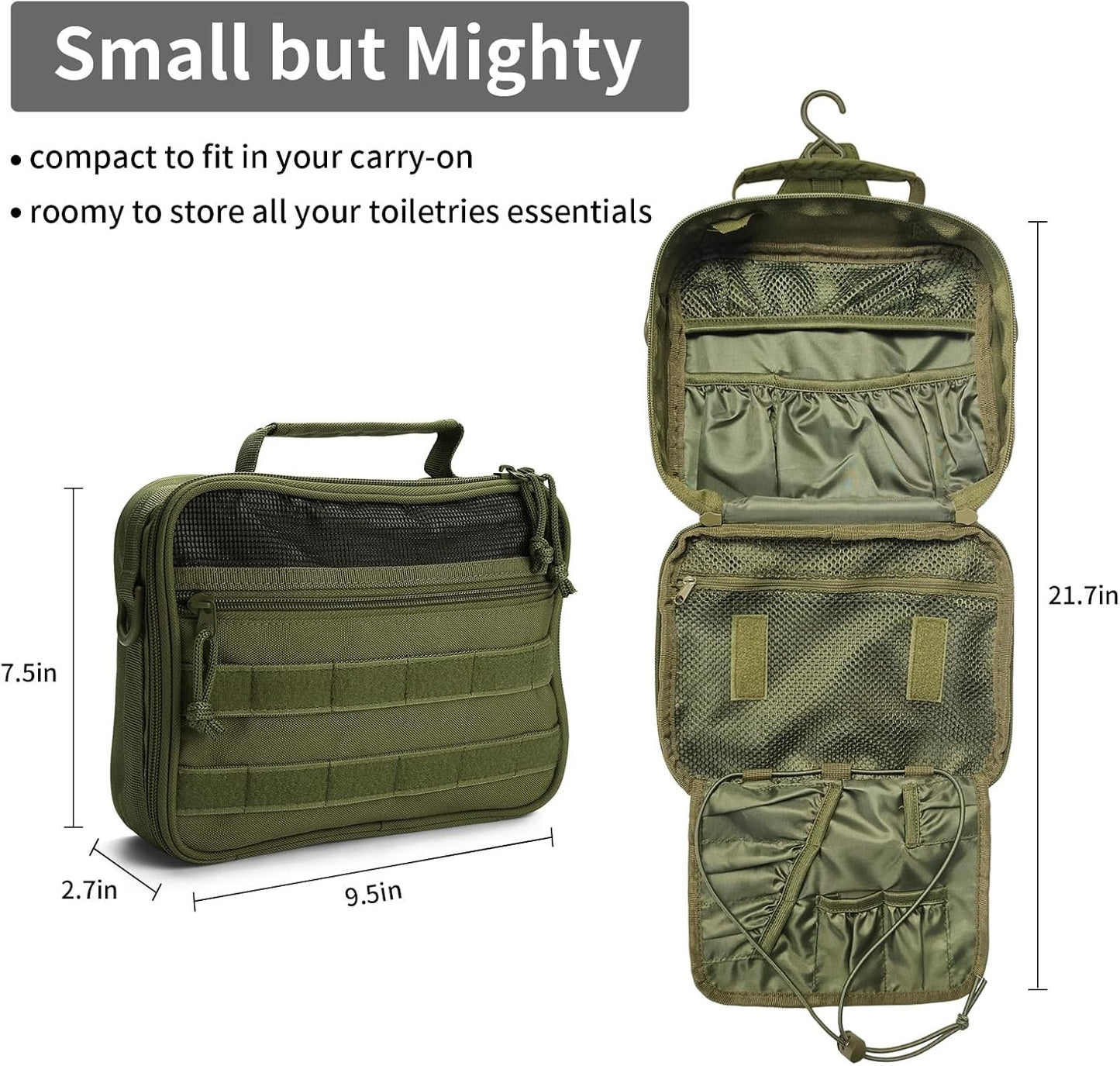 mens toiletry travel bag tactical toiletry bag hanging toiletry bag shower bag travel kit (green)