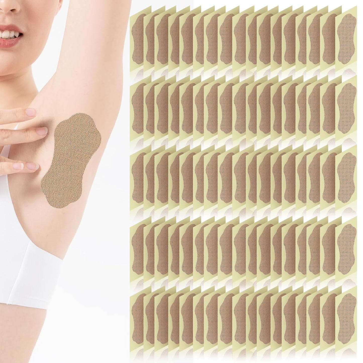 100 Pcs Underarm Sweat pads for Women Men, Disposable Absorbent Armpit Sweat Pads for Under Arms Clothing, Invisible Self-adhesive Arm Pit Anti Sweat Patches (100)