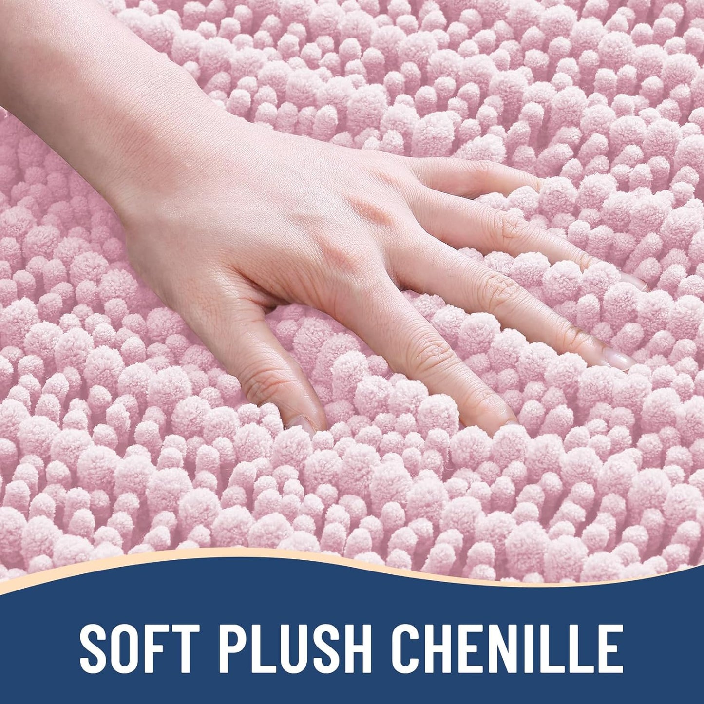 Arotive Luxury Chenille Bathroom Rug Mat, Extra Soft Thick Absorbent Shaggy Bath Rugs, Non-Slip Machine Wash Dry, Plush Bath Mats for Bathroom, Shower and Tub, 40x32, Pink