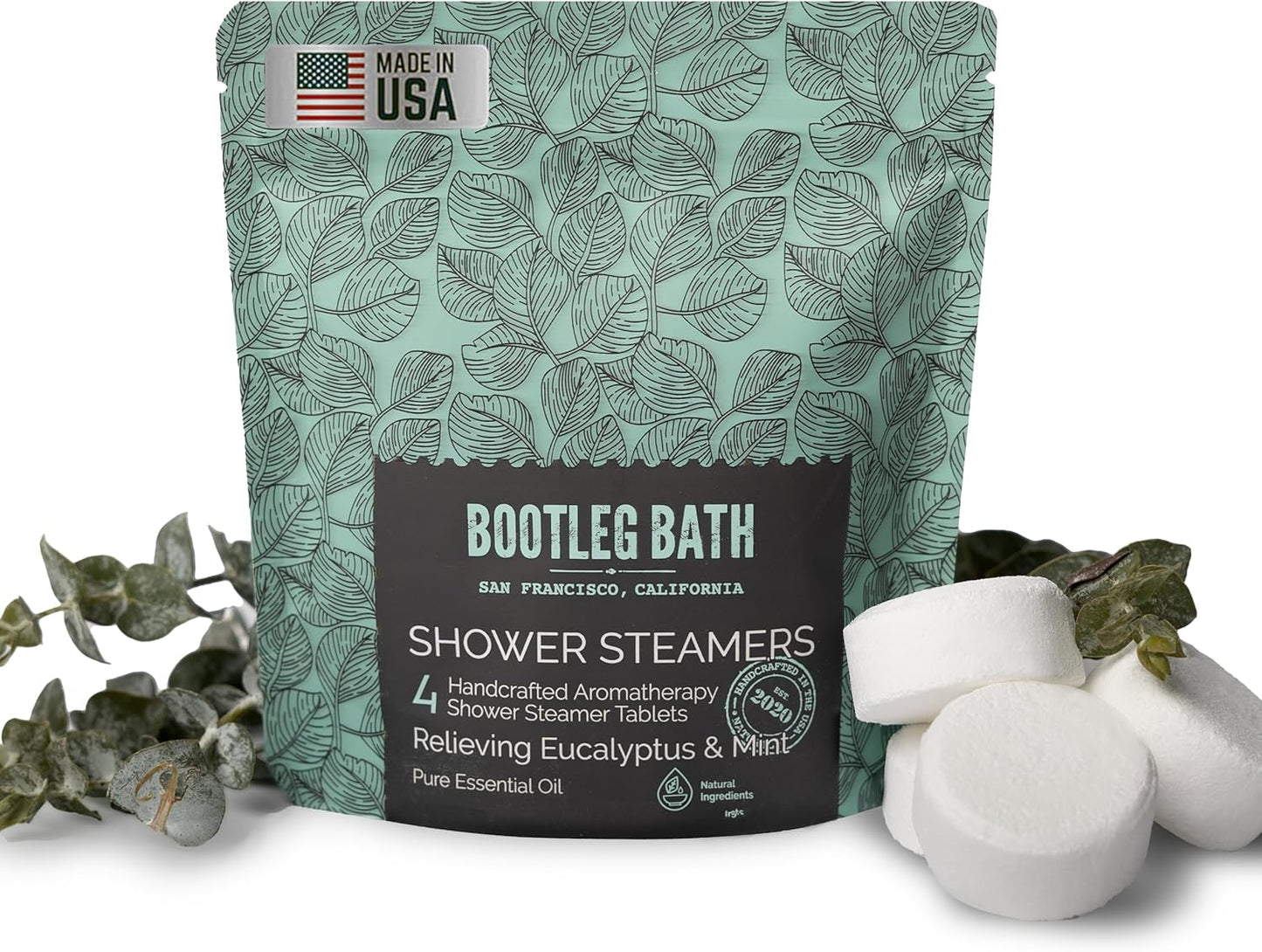 Shower Steamers Aromatherapy Eucalyptus and Mint 4 Pack, 100% Pure Essential Oil, All Natural, for Men and Women, Made in USA
