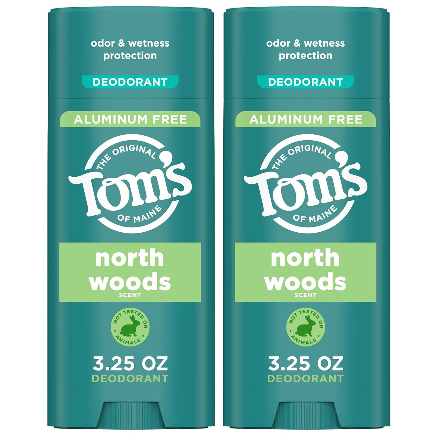 Tom’s of Maine North Woods Aluminum Free Natural Deodorant For Women & Men | Goes on Clear | Odor & Wetness Protection | Naturally Derived and Moisture-Locking Ingredients | 3.25 oz (2 Pack)